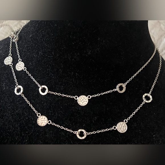 Anna Beck Layered Silver Strand Handmade Hammered Silver Tier Necklace $350 - Picture 1 of 6